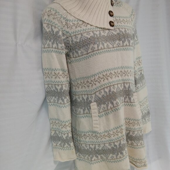 Gap Kids Size XXL 14-16 Exrta Long Knit Sweater Y2K White Silver Blue Winter - Picture 9 of 13